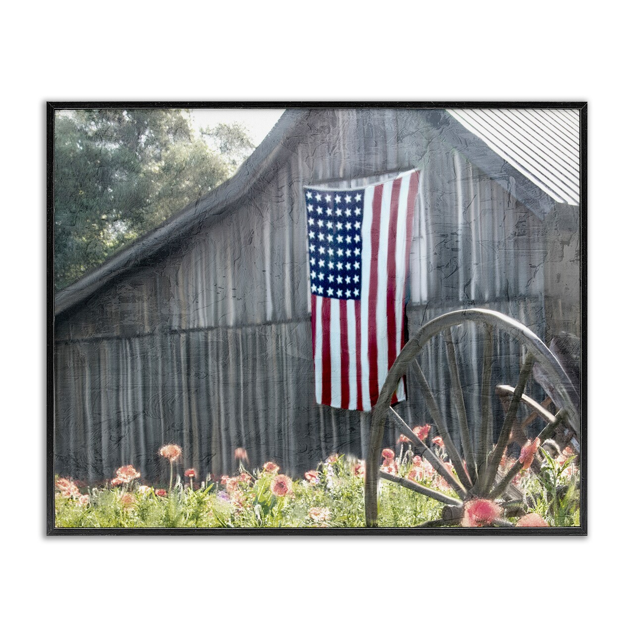 Stupell Industries USA Wagon Wheel Barn Framed Giclee, design by Kim Allen